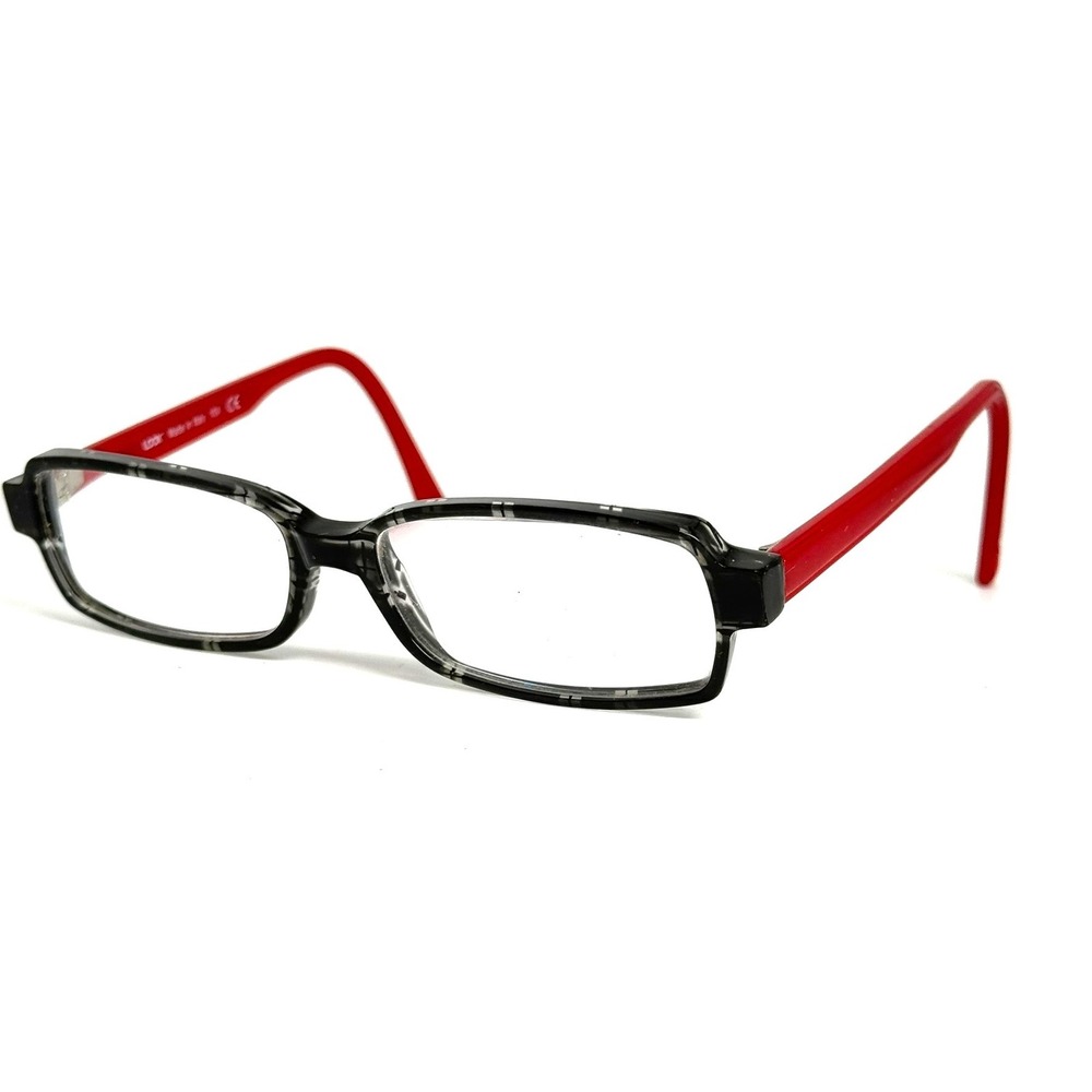 Look Italy 5121 Eyeglass Frames Grey Plaid Red Rectangle 50-14-130 C722 Italy